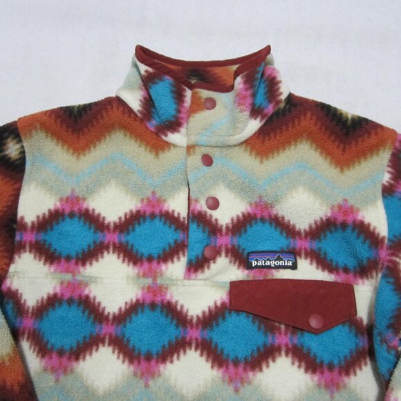 PATAGONIA Wmns XXS Timber Twist Aztec SYNCHILLA SNAP-T FLEECE PULLOVER Sweater - Picture 5 of 12